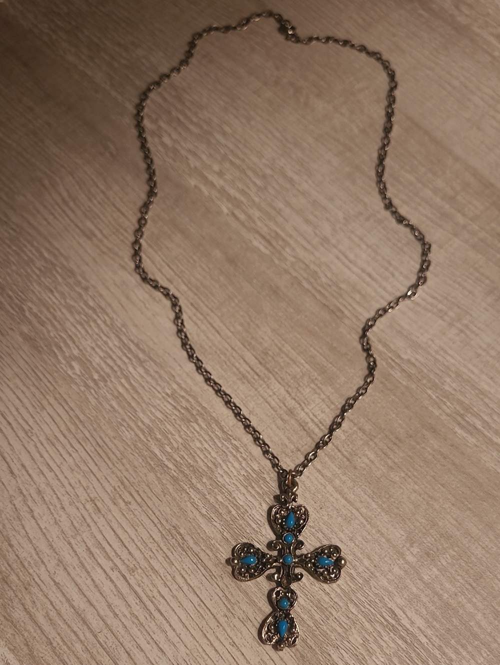 Vintage-Inspired Turquoise Cross Pendant Necklace - Women Jewelry BIN 8